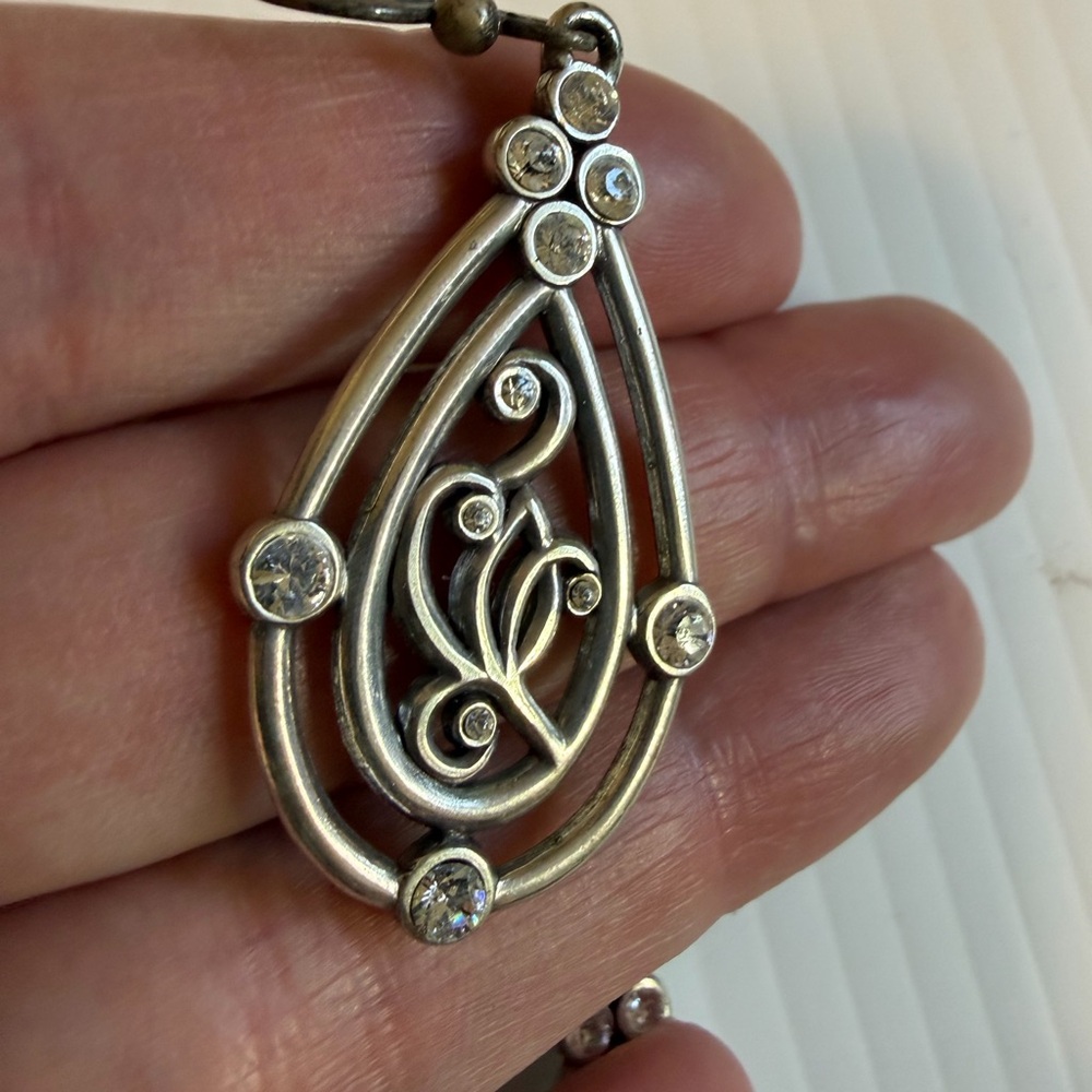 Brighton Silver Teardrop Earrings with Clear Stones